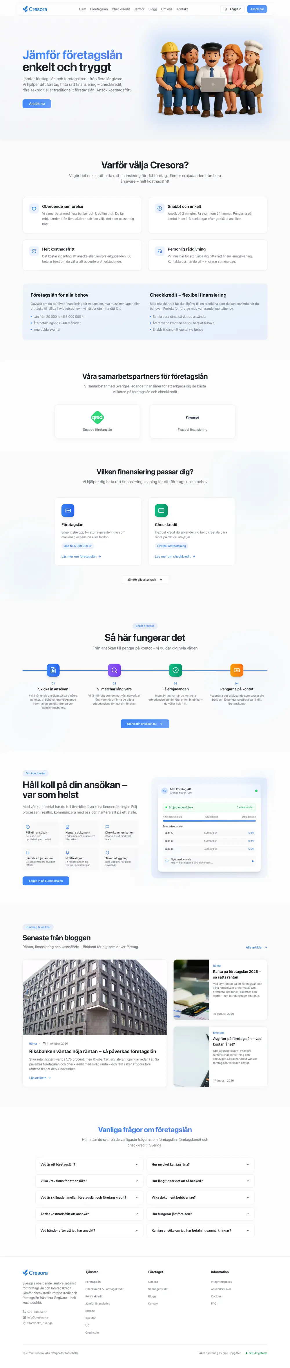 Startsidan på Cresora.se