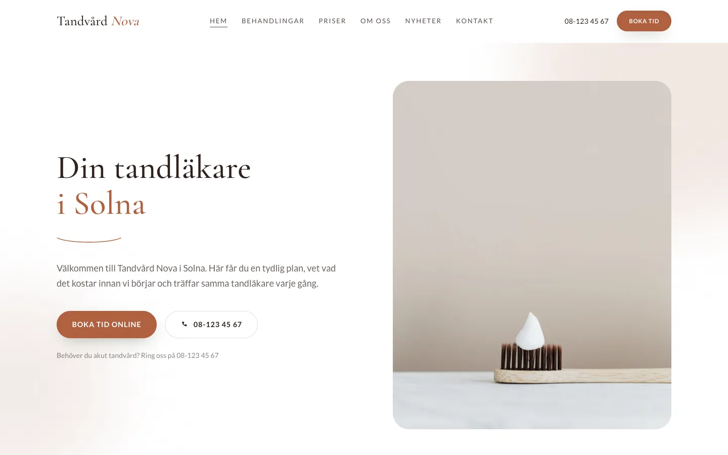 Kliniksajten i profilen Terrakotta