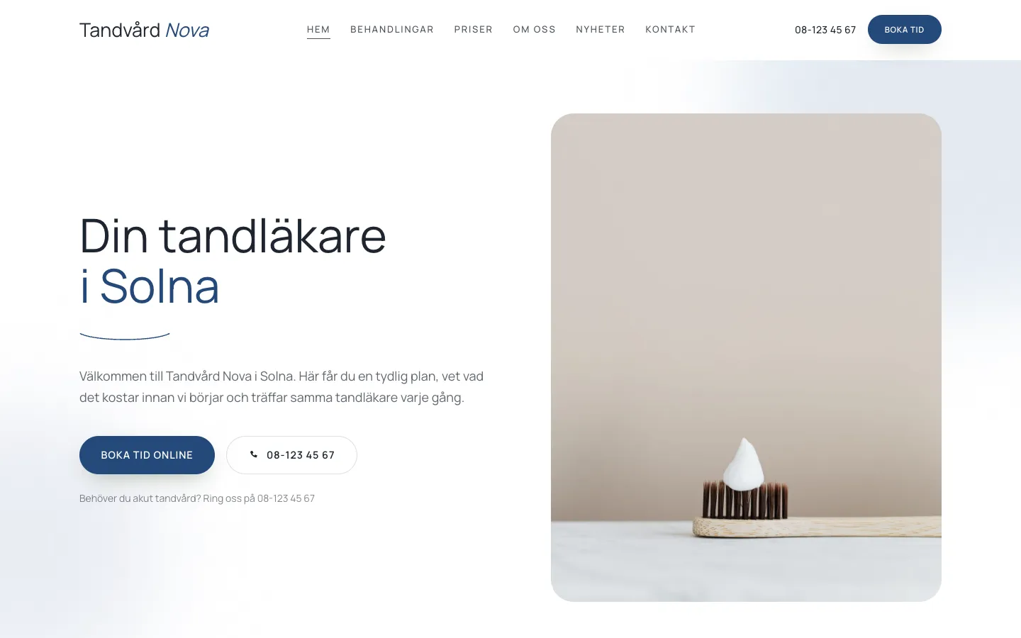 Kliniksajten i profilen Marinblå